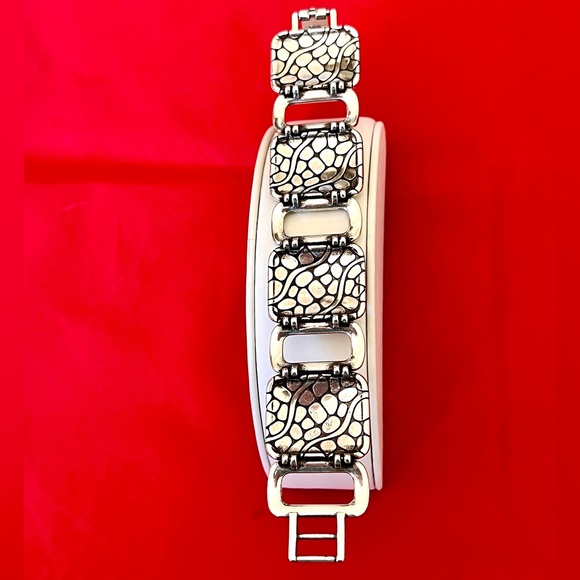 Brighton Pebble Design Wide Panel Link Bracelet Silver Plated Adjustable - Picture 10 of 10